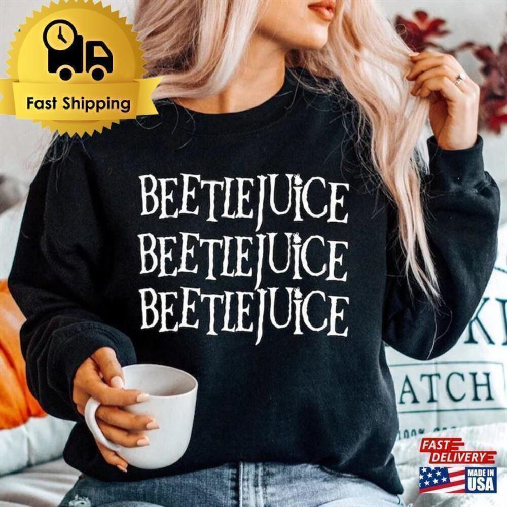 Beetlejuice Bleached Halloween Graphic Retro Crewneck Sweatshirt